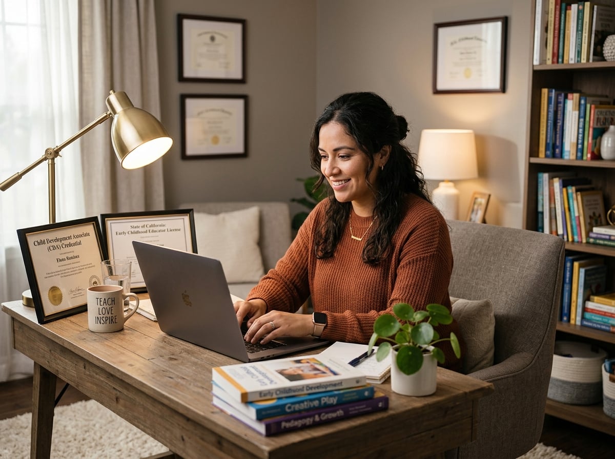 Educator studying and pursuing continuing education for CDA renewal